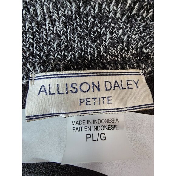 ALLISON DALEY Black Embroidered Snowflakes Sweater Cardigan Beaded Size L Petite - Picture 7 of 7